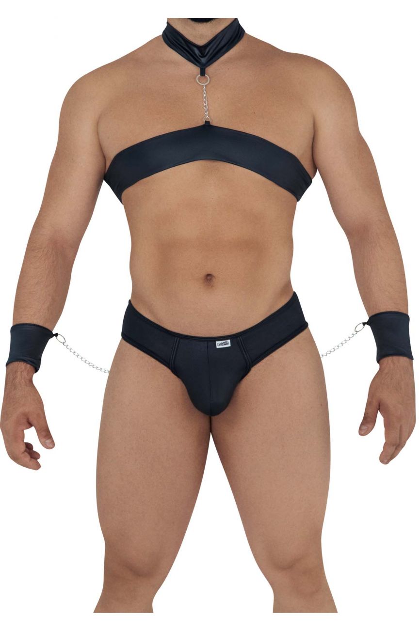 Conjunto arnés-tangas CandyMan 99592 Color Negro