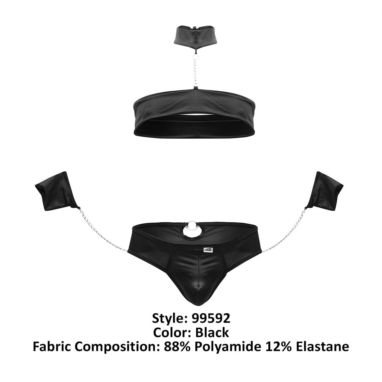Conjunto arnés-tangas CandyMan 99592 Color Negro