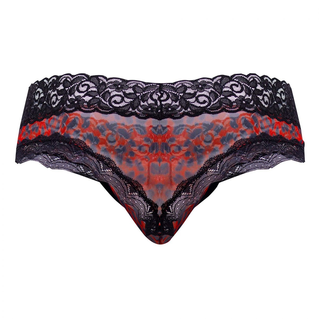 CandyMan 99596X Mesh-Lace Thongs Color Leopard Print
