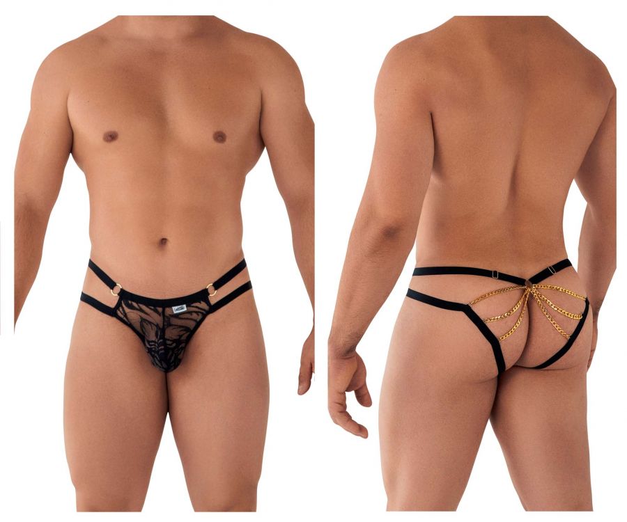 Bikini CandyMan 99598 con encaje y cadena color negro