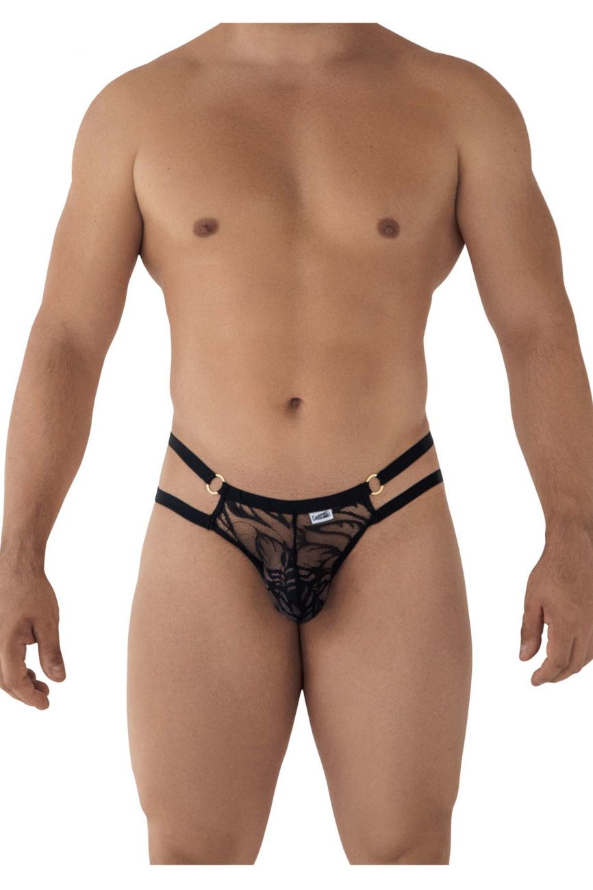 Bikini CandyMan 99598 con encaje y cadena color negro