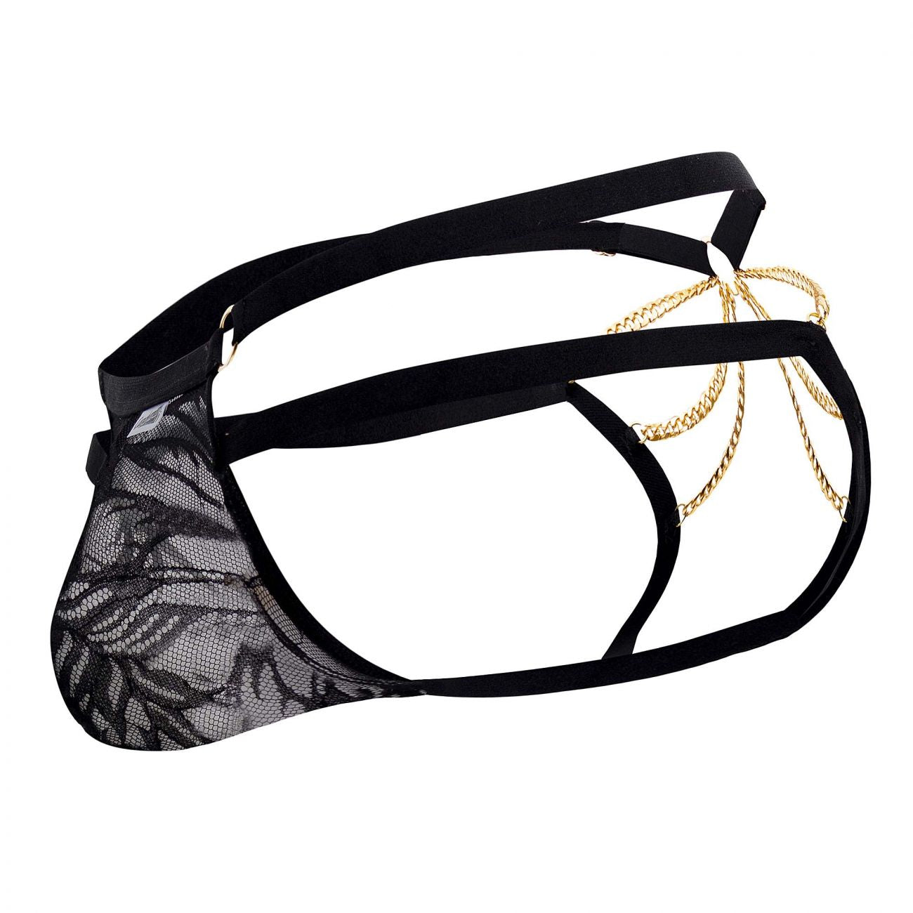 Bikini CandyMan 99598 con encaje y cadena color negro
