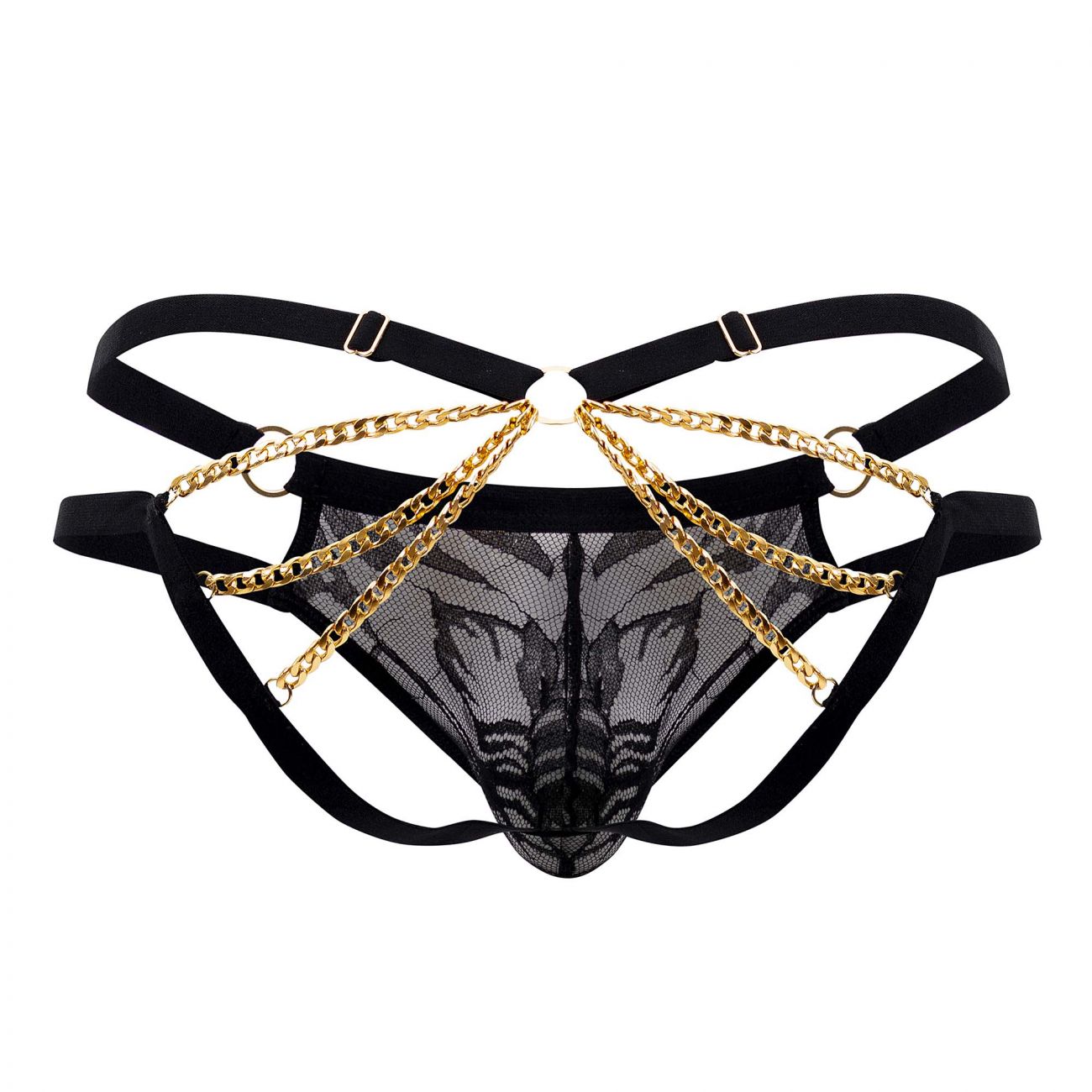 Bikini CandyMan 99598 con encaje y cadena color negro