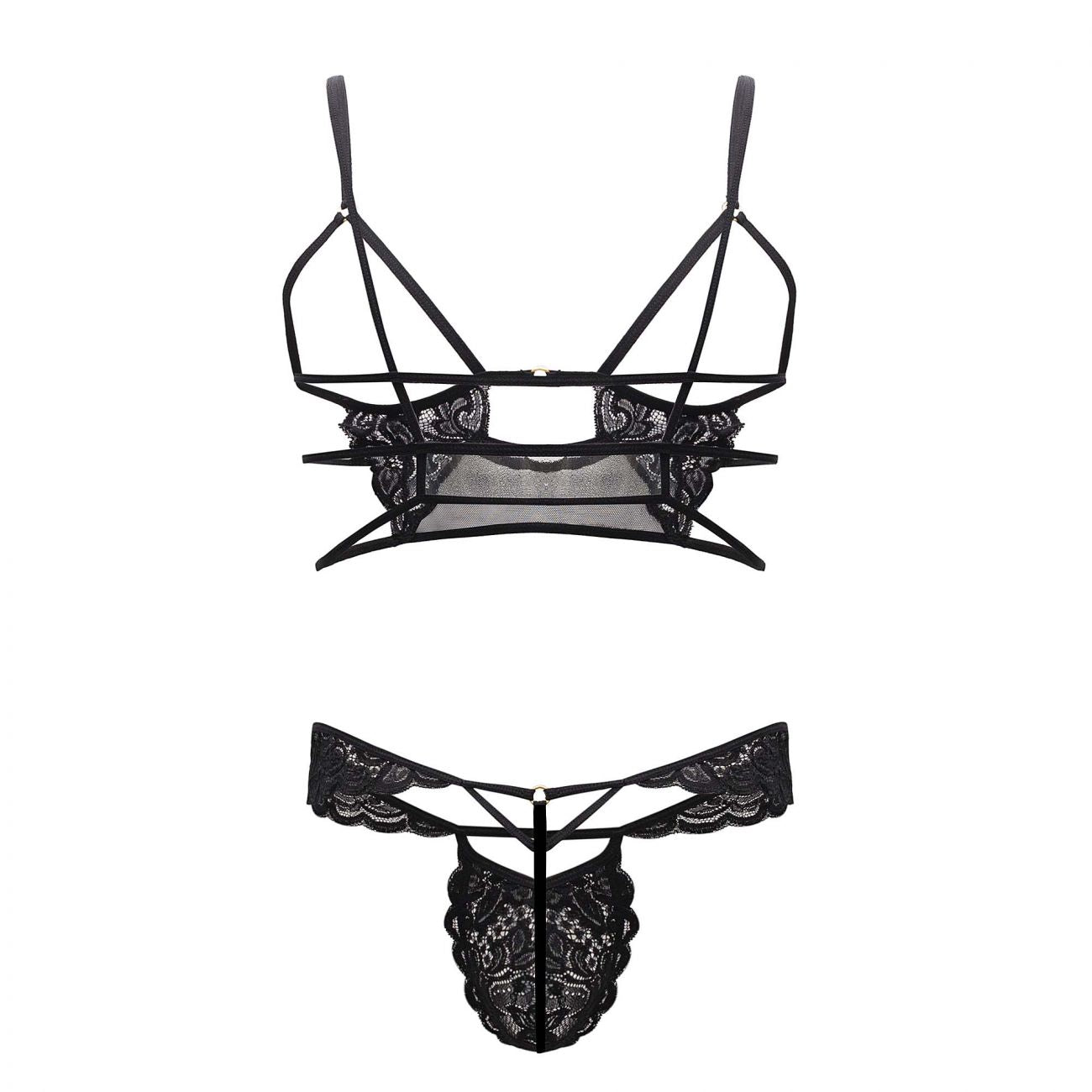 CandyMan 99604 Harness-Thongs Outfit Color Black