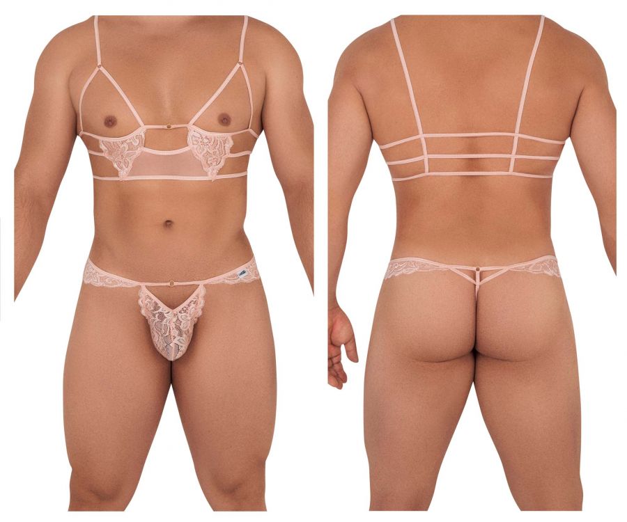 Conjunto arnés-tangas CandyMan 99604 color rosa