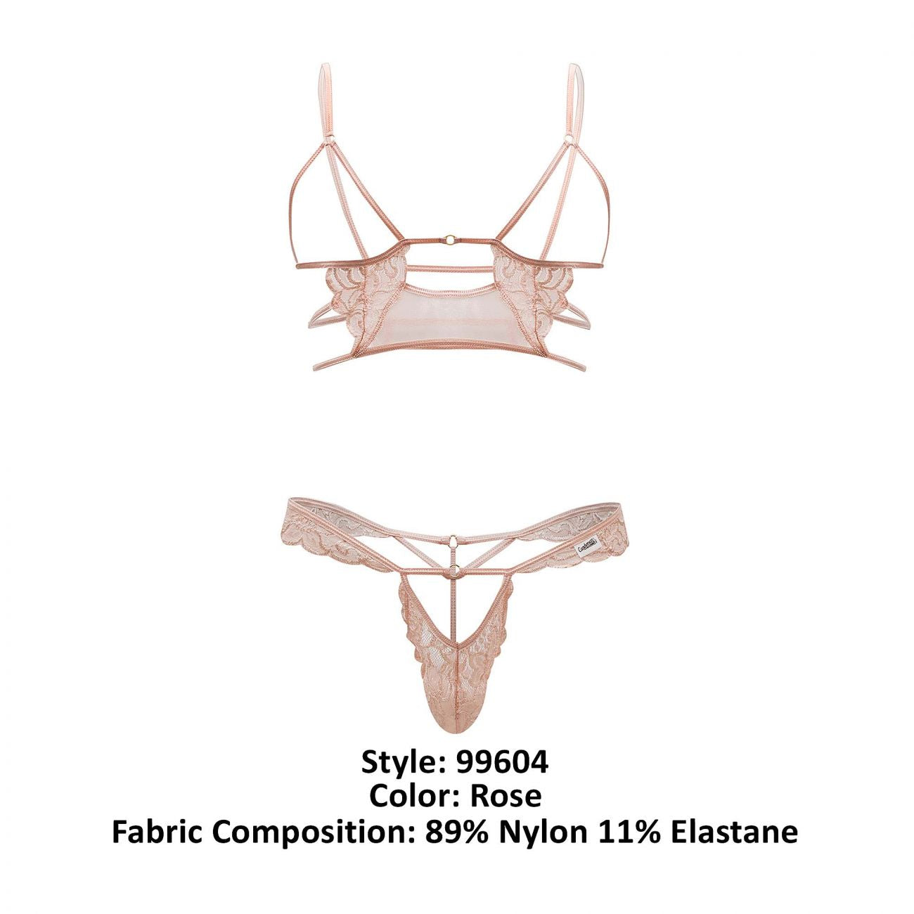 Conjunto arnés-tangas CandyMan 99604 color rosa