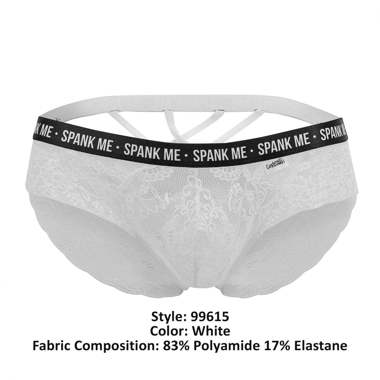 CandyMan 99615 Spank Me Spitzenslip, Farbe Weiß