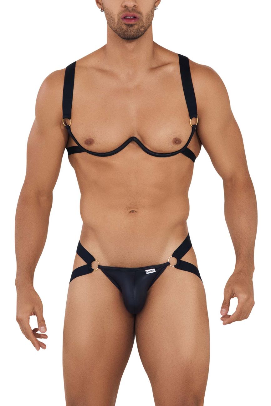 Conjunto de dos piezas con arnés y sujetador CandyMan 99731 Color negro