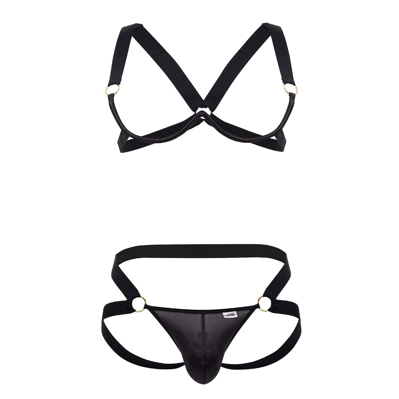 Conjunto de dos piezas con arnés y sujetador CandyMan 99731 Color negro