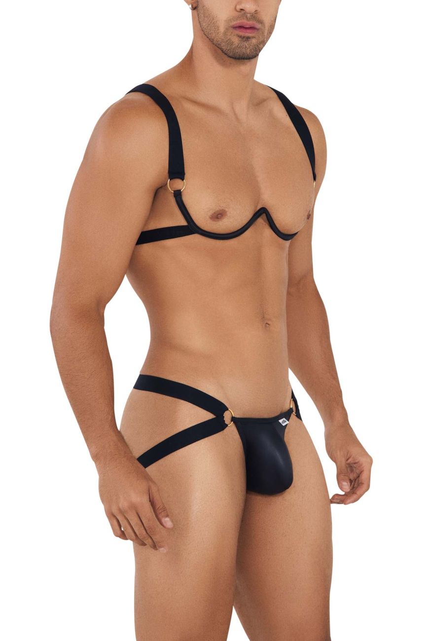 Conjunto de dos piezas con arnés y sujetador CandyMan 99731 Color negro