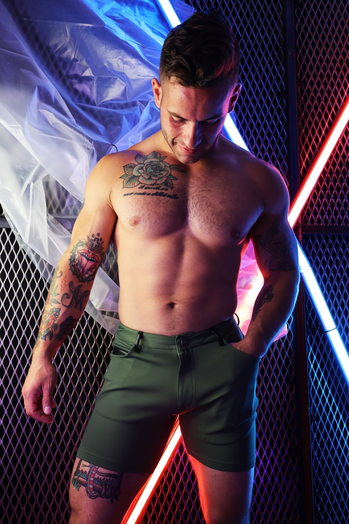 DOWN LOW SHORTS - ARMY GREEN - DealByEthan.gay loves Breedwell