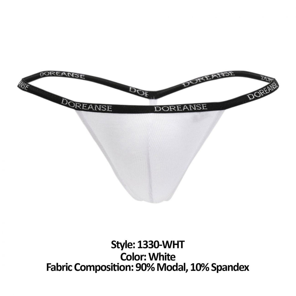 Doreanse 1330-WHT Ribbed Modal T-thong Color White - DealByEthan.gay loves Doreanse