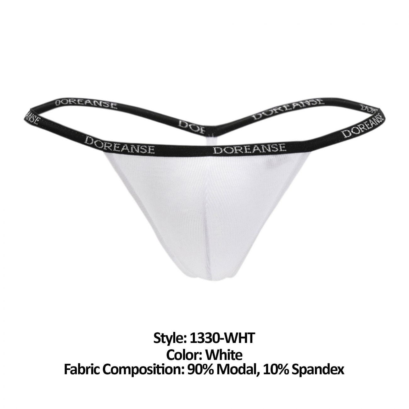Doreanse 1330-WHT Ribbed Modal T-thong Color White - DealByEthan.gay loves Doreanse