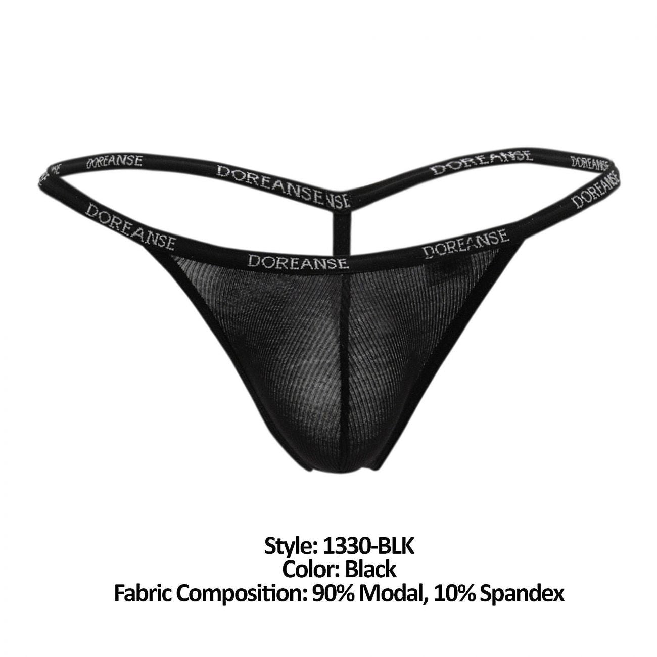 Tanga tipo T de Modal Acanalado Doreanse 1330-BLK Color Negro