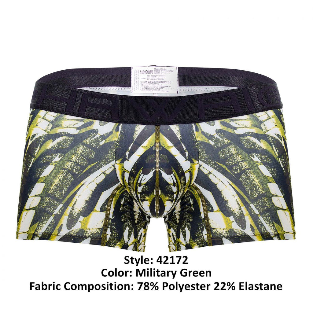 HAWAI 42172 Bedruckte Mikrofaser-Badehose, Farbe Militärgrün