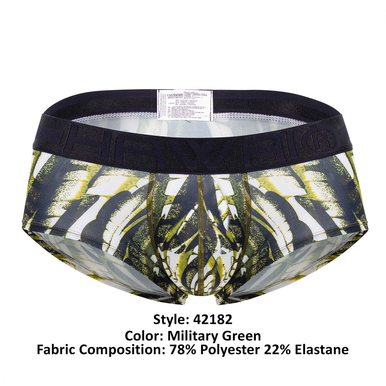 HAWAI 42182 Bedruckter Mikrofaser-Slip, Farbe Militärgrün