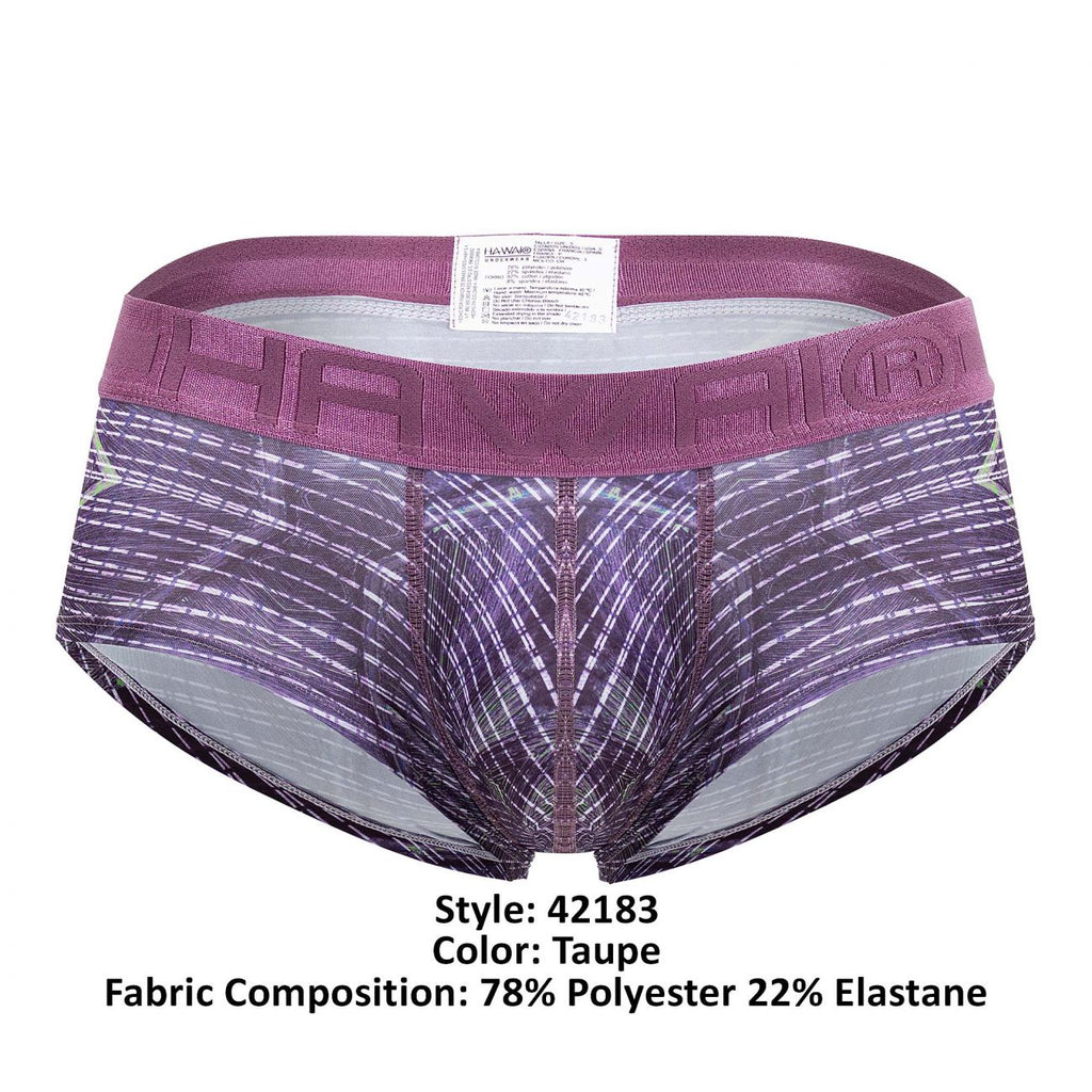HAWAI 42183 Bedruckter Mikrofaser-Slip, Farbe Taupe