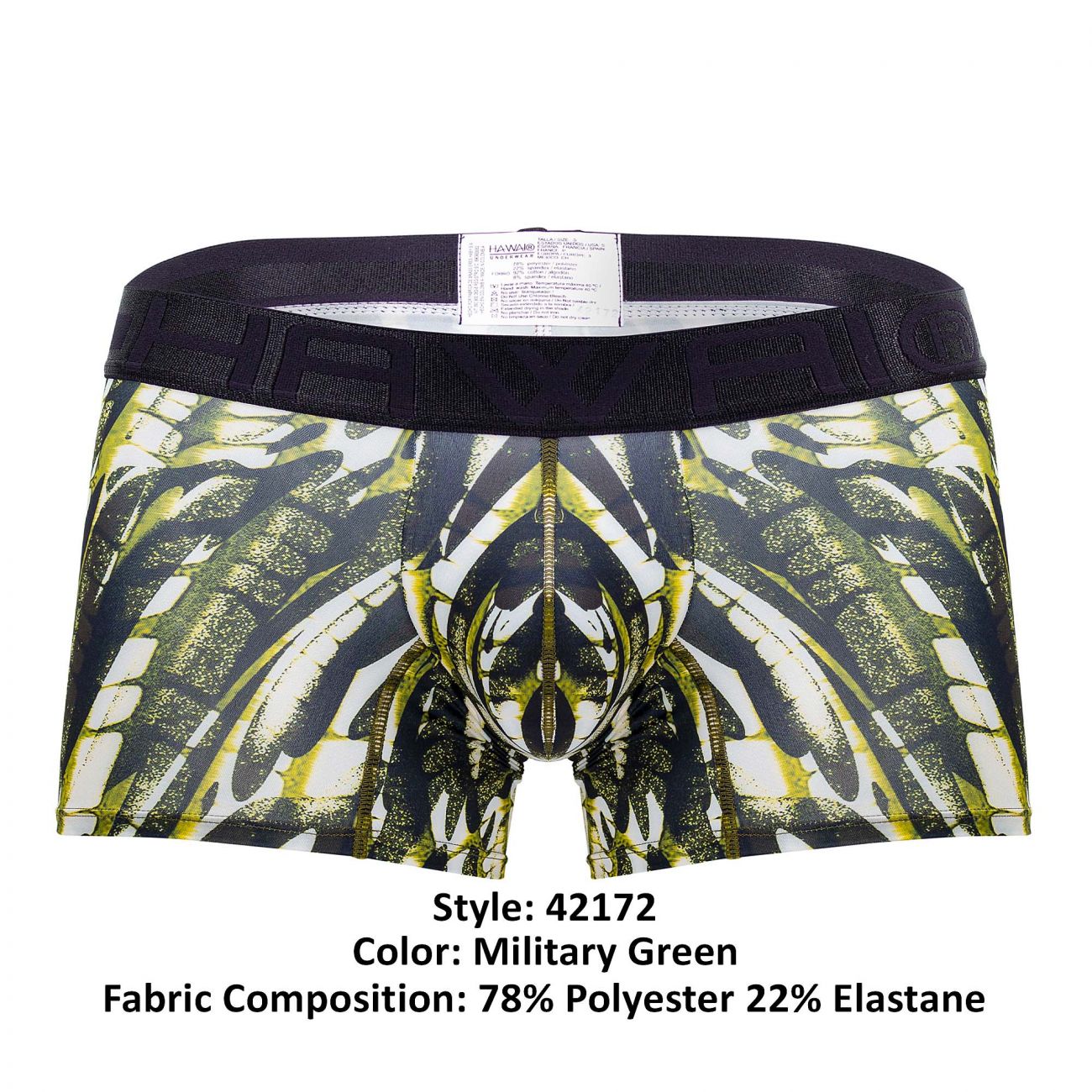 HAWAI 42172 Bedruckte Mikrofaser-Badehose, Farbe Militärgrün
