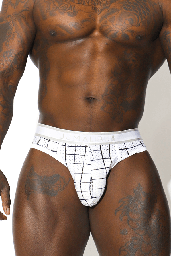 Easy Lover Brief Style Jockstrap with Bulge Pouch - Grid - DealByEthan.gay