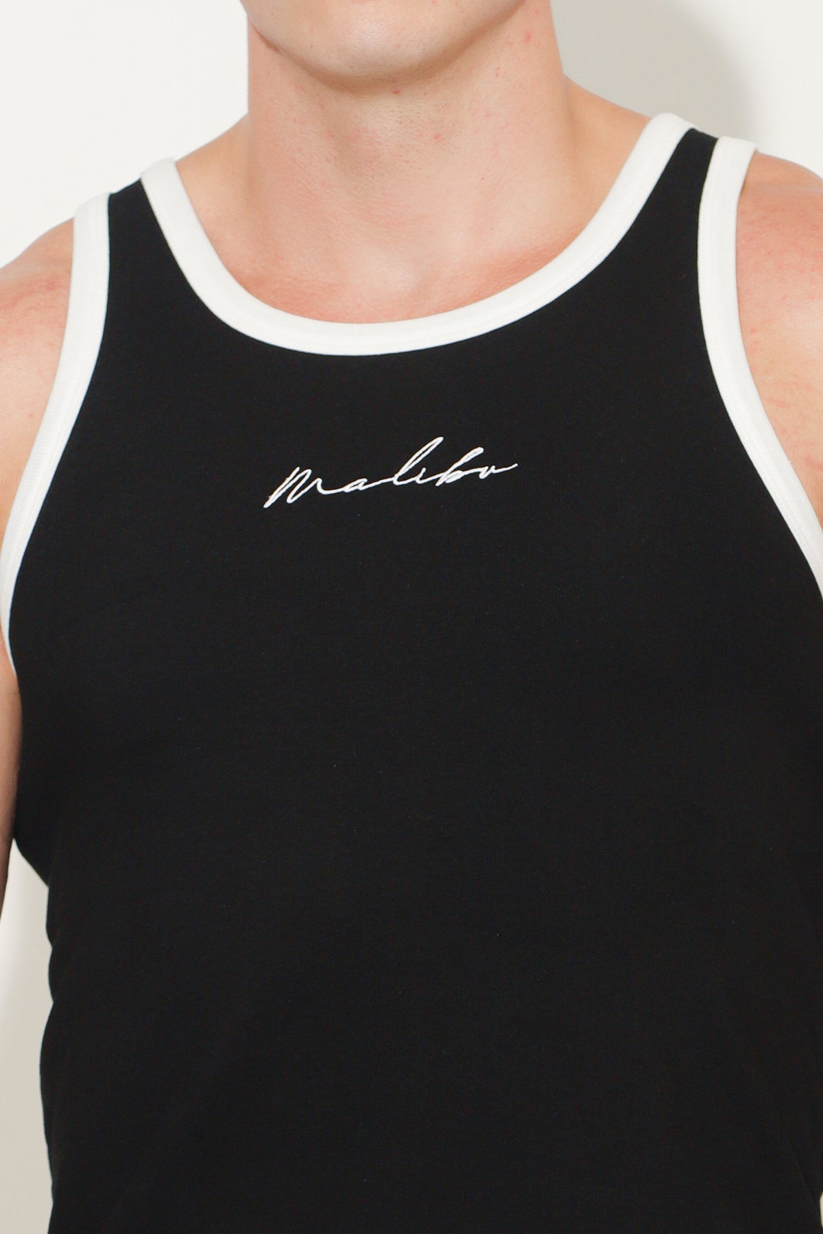 Muscle Fit Ribbed Tank - Malibu Black - DealByEthan.gay