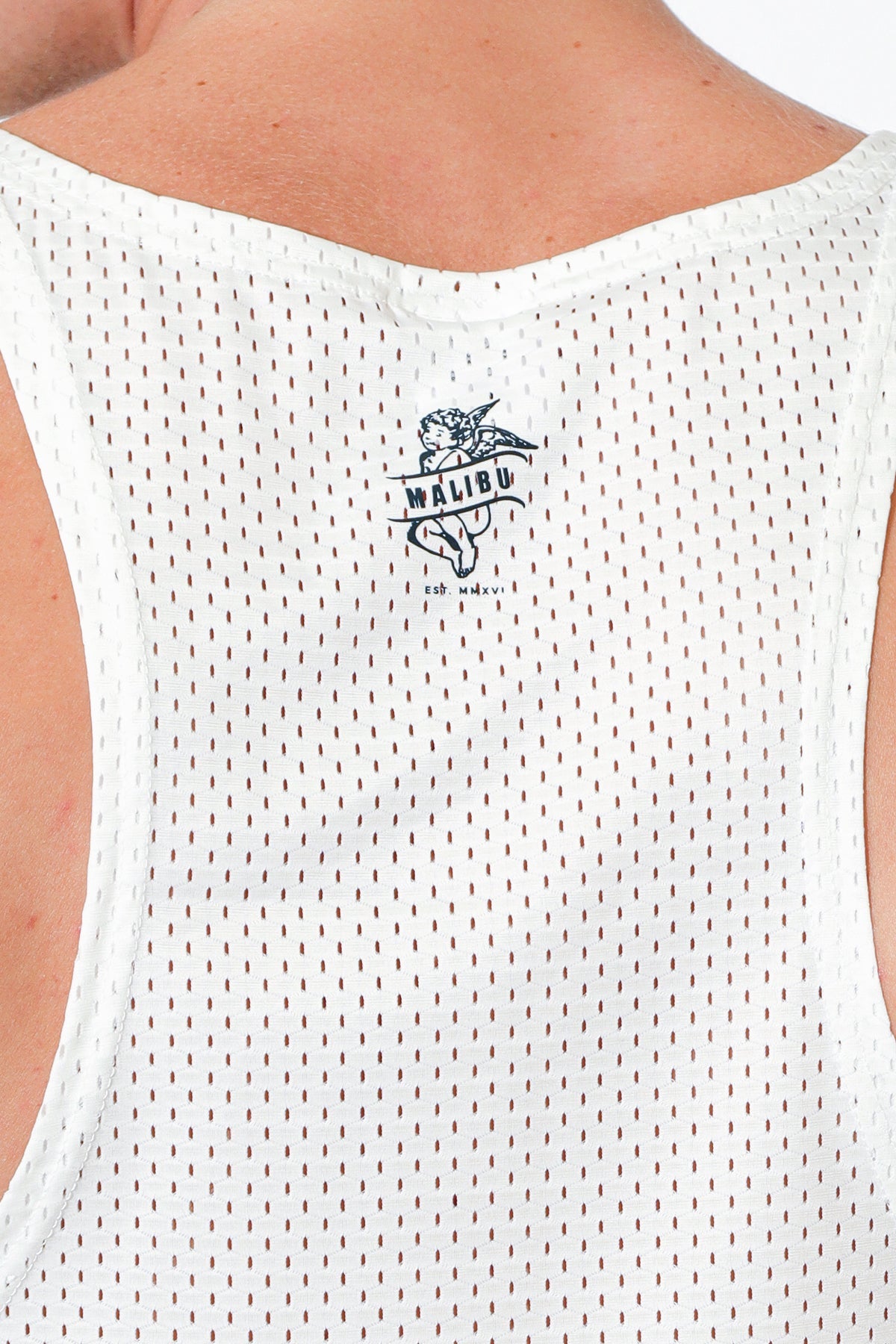 Come Through Mesh Tank Top - White w/ Angel Design - DealByEthan.gay