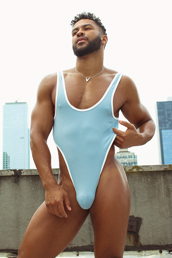 Afterglow Ribbed Bodysuit - Light Blue - DealByEthan.gay