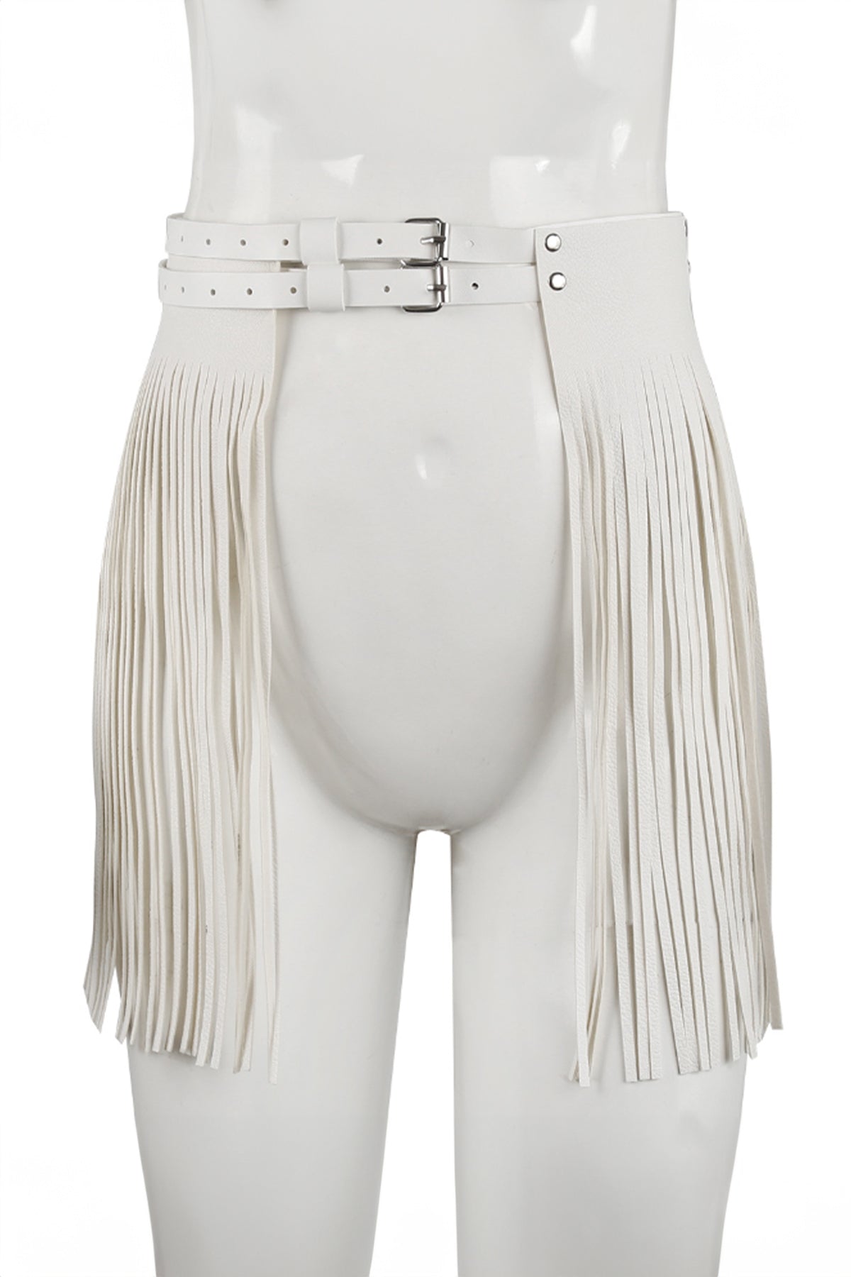 Ride It Faux Leather Belt with Fringe - White - DealByEthan.gay