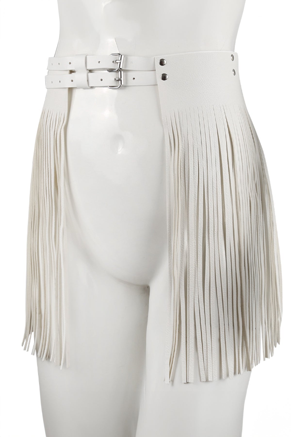 Ride It Faux Leather Belt with Fringe - White - DealByEthan.gay