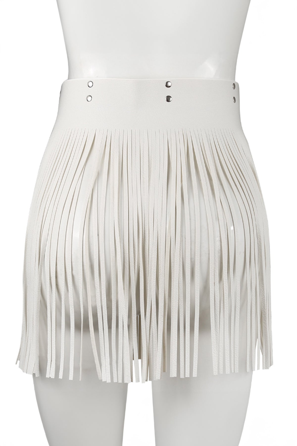 Ride It Faux Leather Belt with Fringe - White - DealByEthan.gay