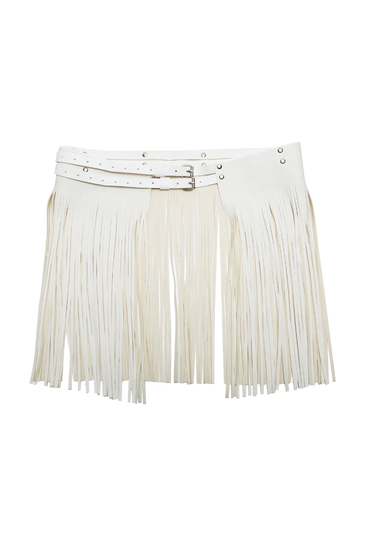 Ride It Faux Leather Belt with Fringe - White - DealByEthan.gay