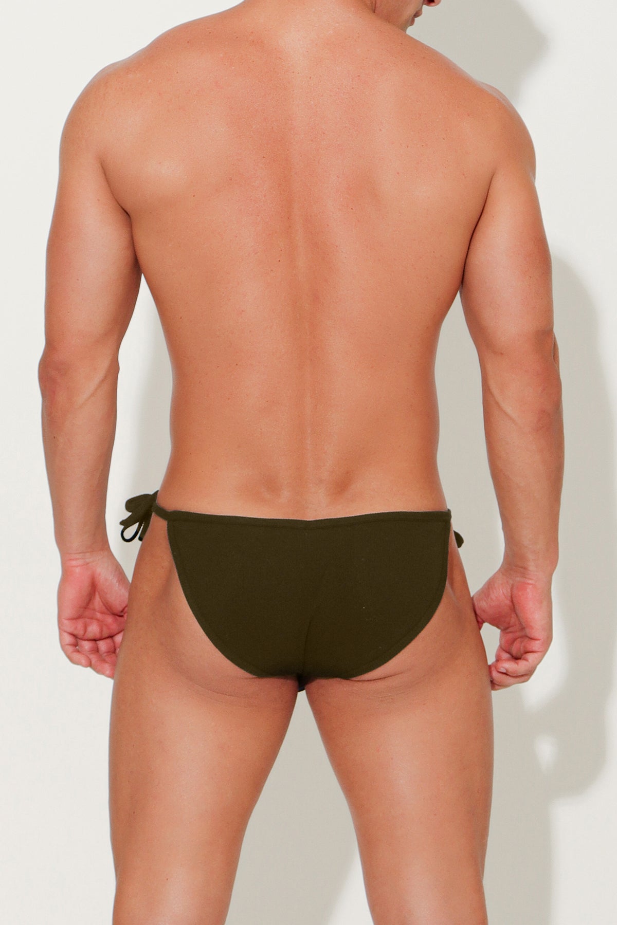 Premium Ribbed Side Tie Brief - Olive - DealByEthan.gay