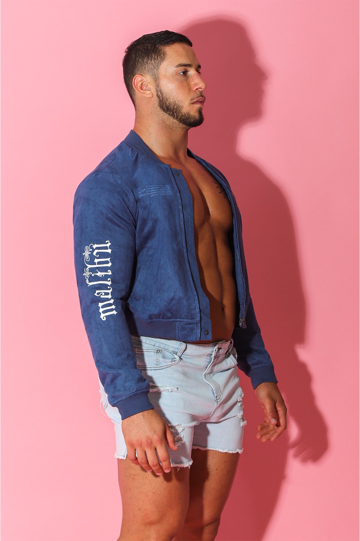 Get Him Back Suede Cropped Zip Jacket - Navy - DealByEthan.gay