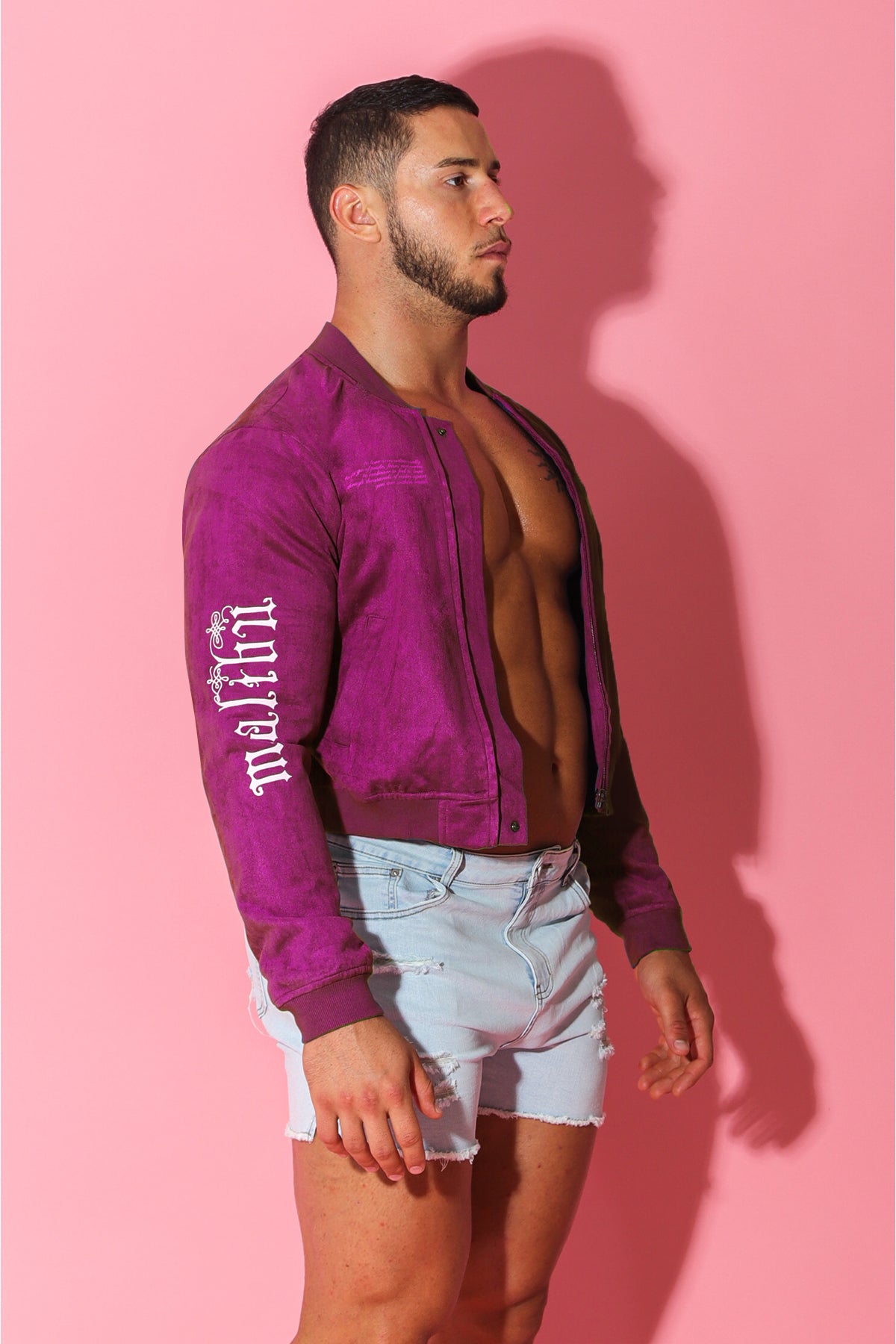 Get Him Back Suede Cropped Zip Jacket - Magenta - DealByEthan.gay