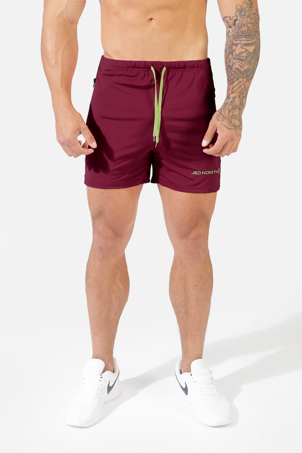 Agile Bodybuilding 4'' Shorts w Zipper Pockets - Maroon