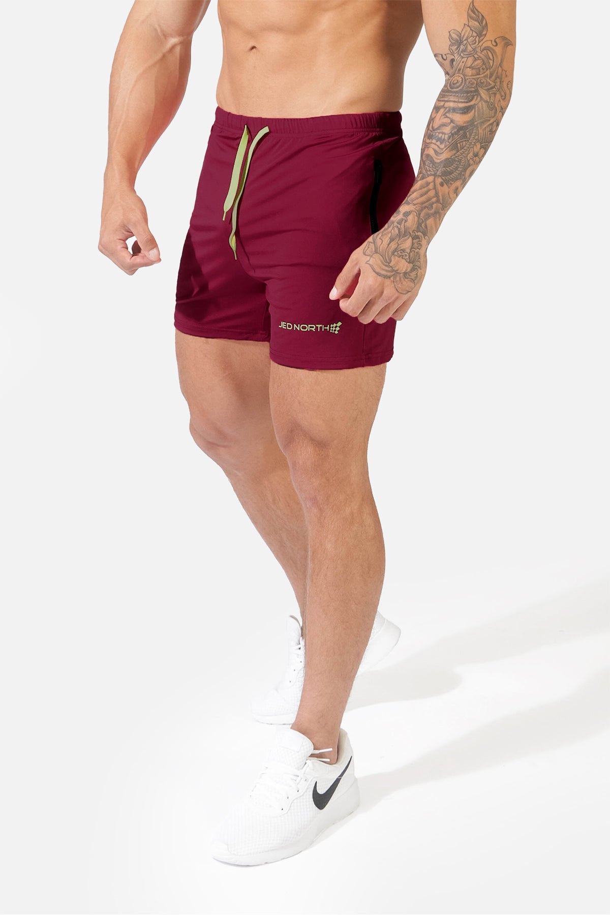 Agile Bodybuilding 4'' Shorts w Zipper Pockets - Maroon