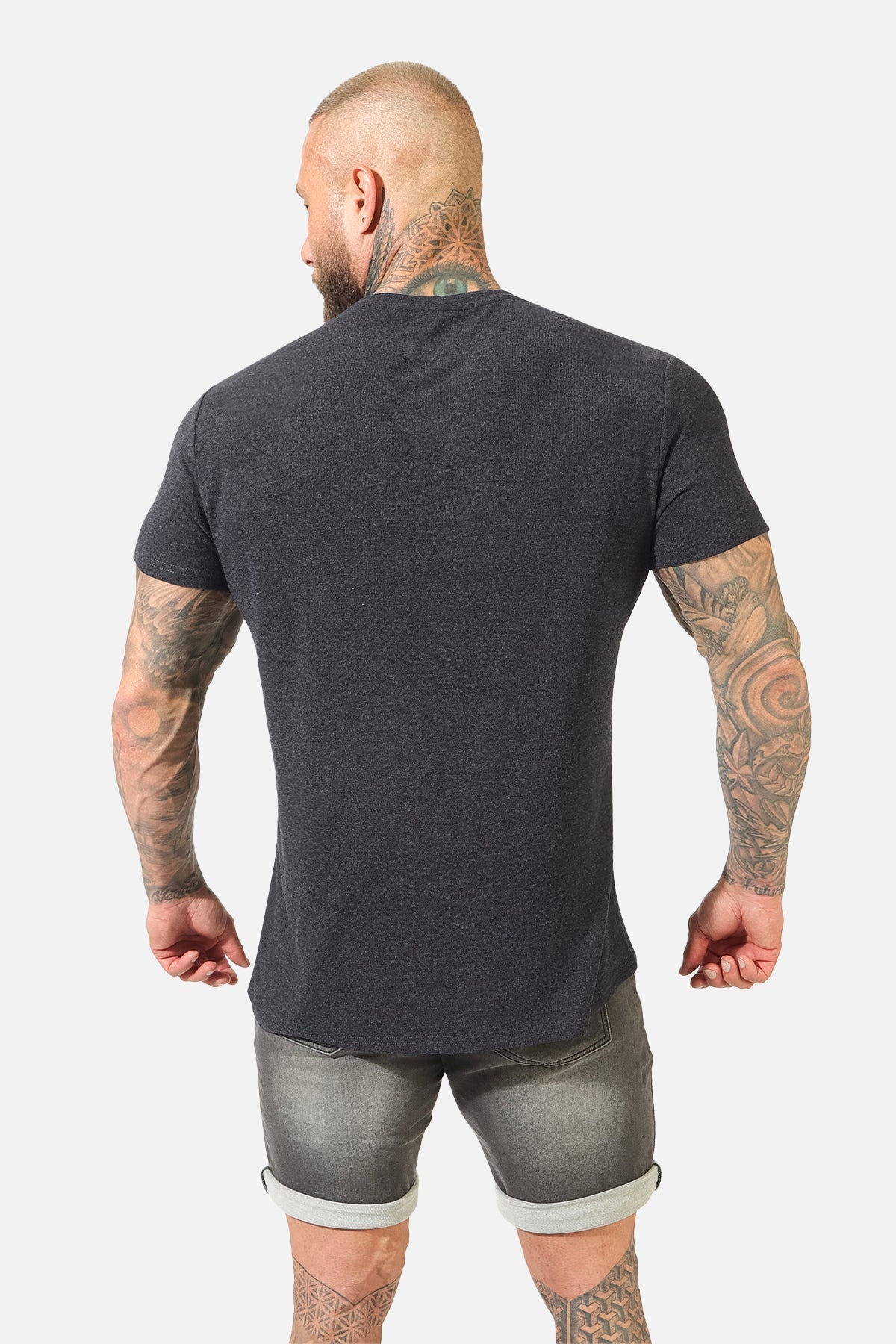 Henley-T-Shirt mit muskulösem Schnitt - Schwarz