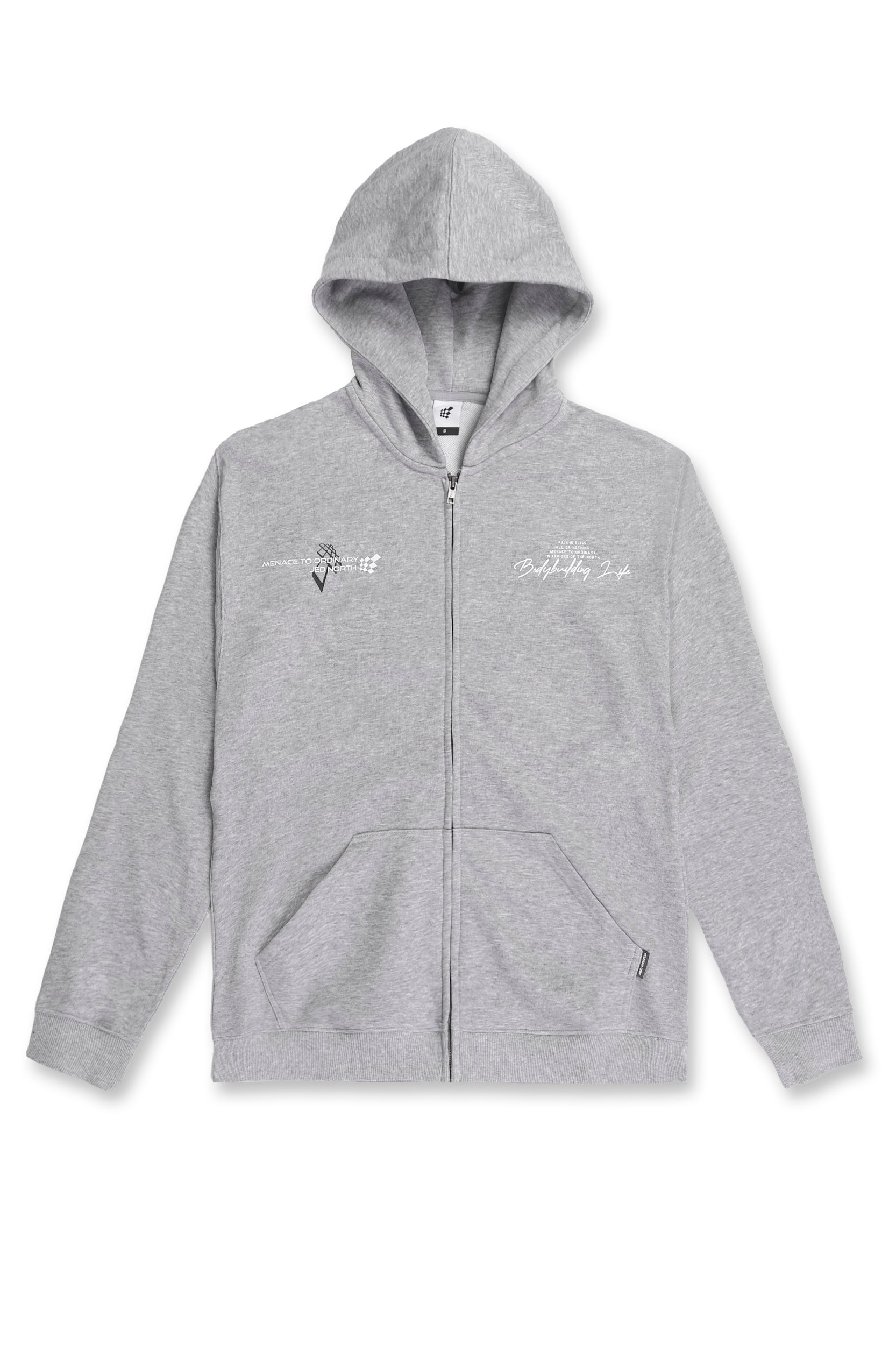 Sudadera clásica con capucha y cremallera de felpa francesa All Or Nothing - Gris claro 