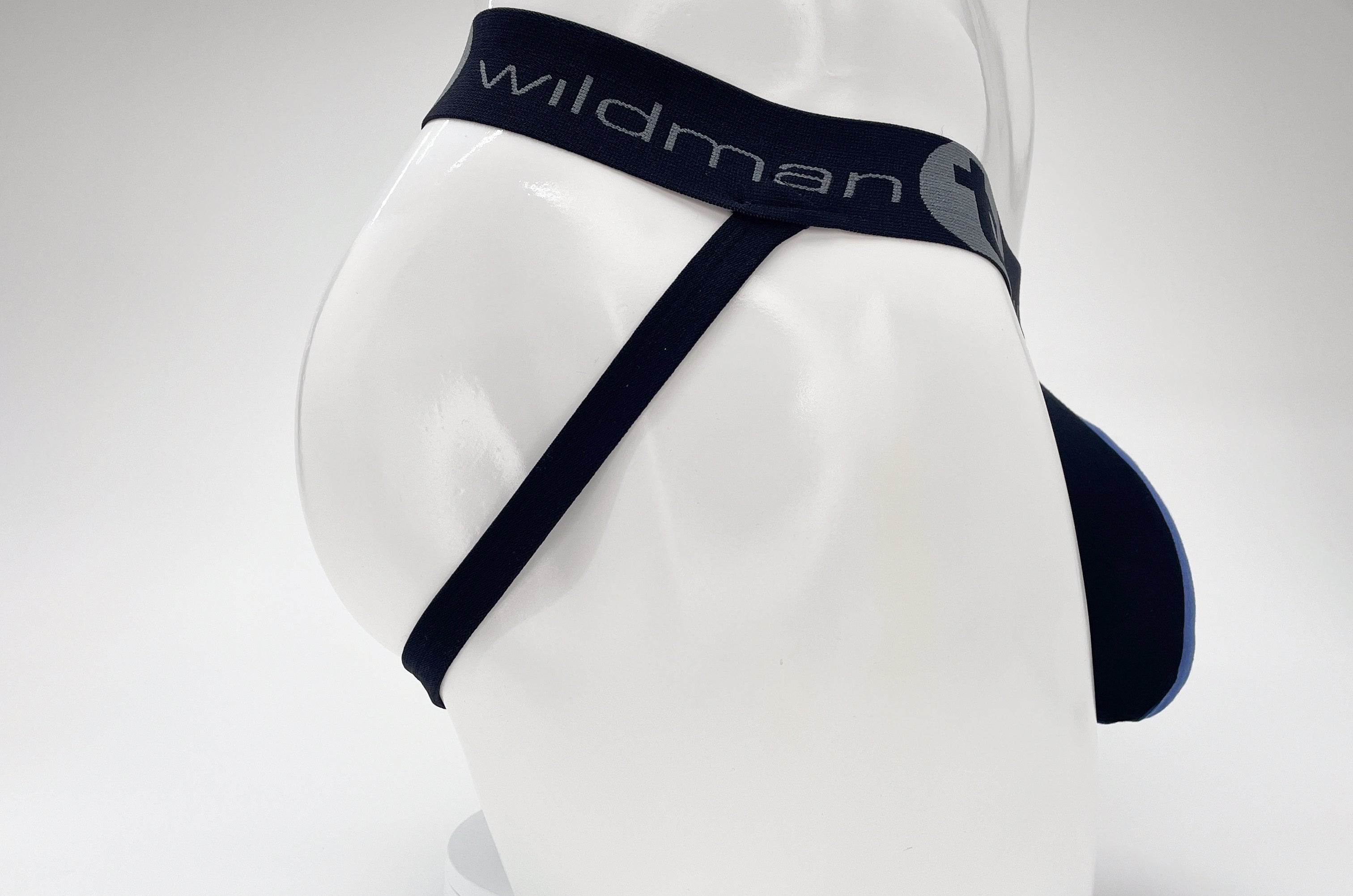 WildmanT Cotton Big Boy Pouch Stripe Jockstrap Black/Royal Blue - DealByEthan.gay