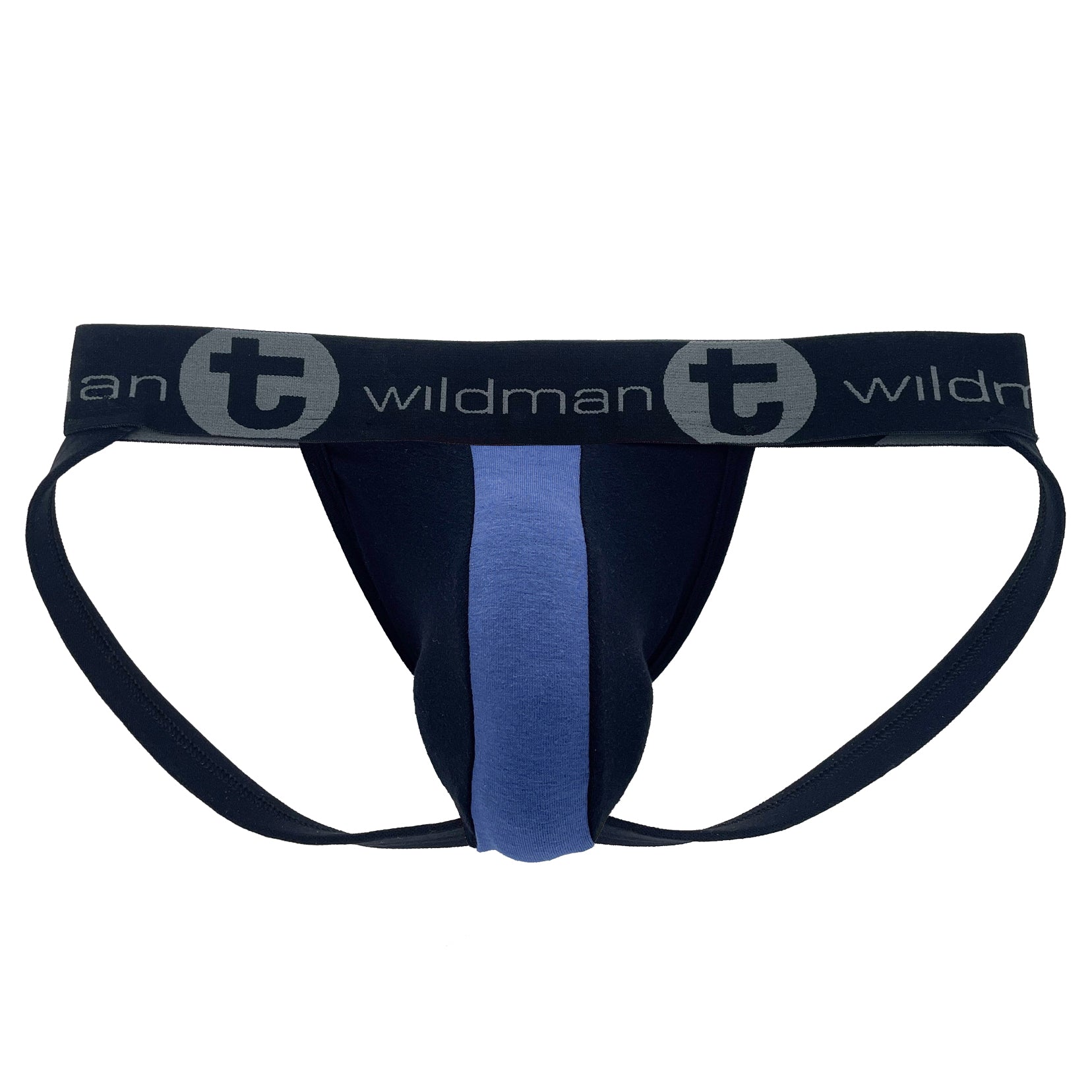 WildmanT Cotton Big Boy Pouch Stripe Jockstrap Black/Royal Blue - DealByEthan.gay