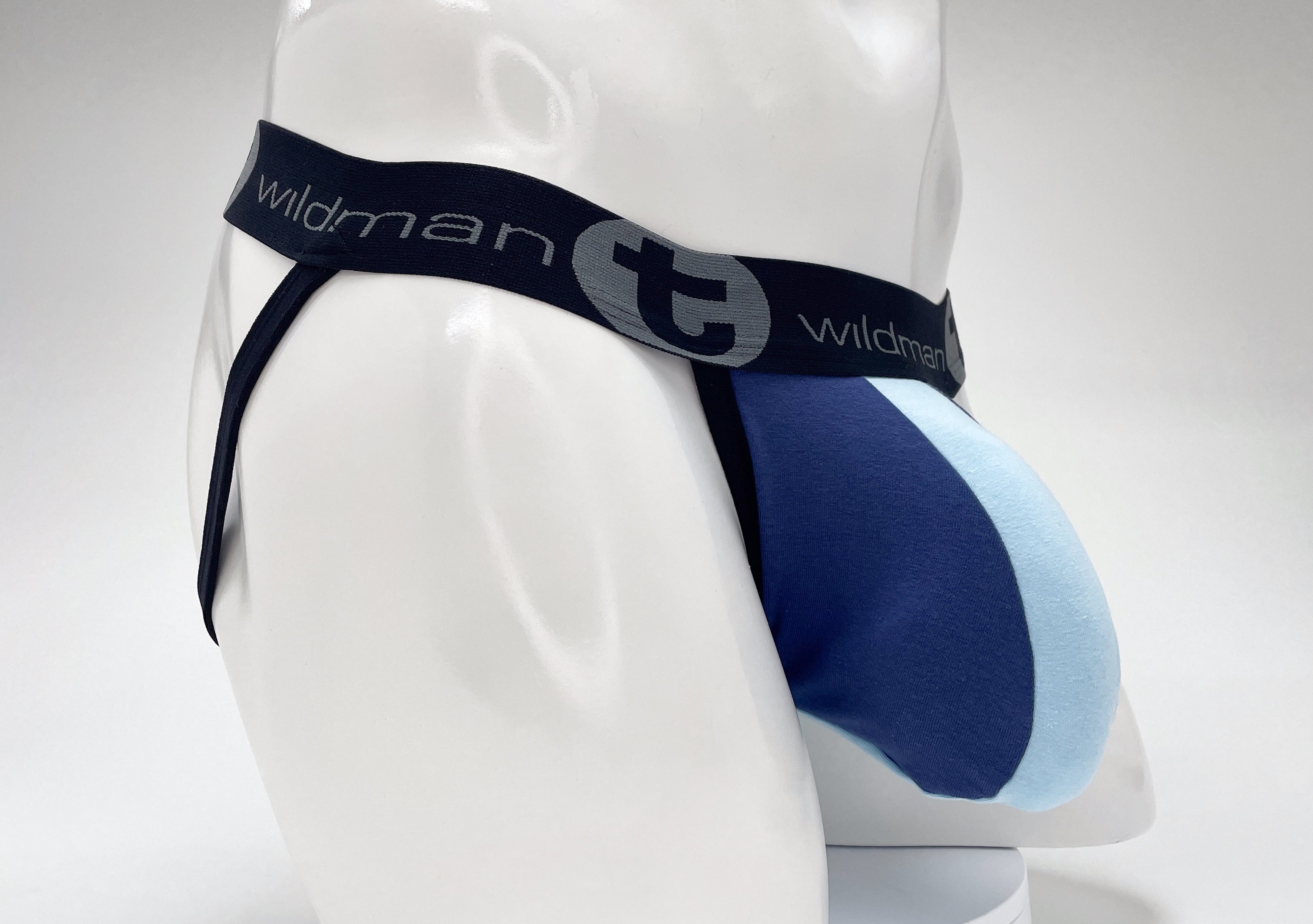 WildmanT Cotton Big Boy Pouch Stripe Jockstrap Royal Blue/Baby Blue - DealByEthan.gay