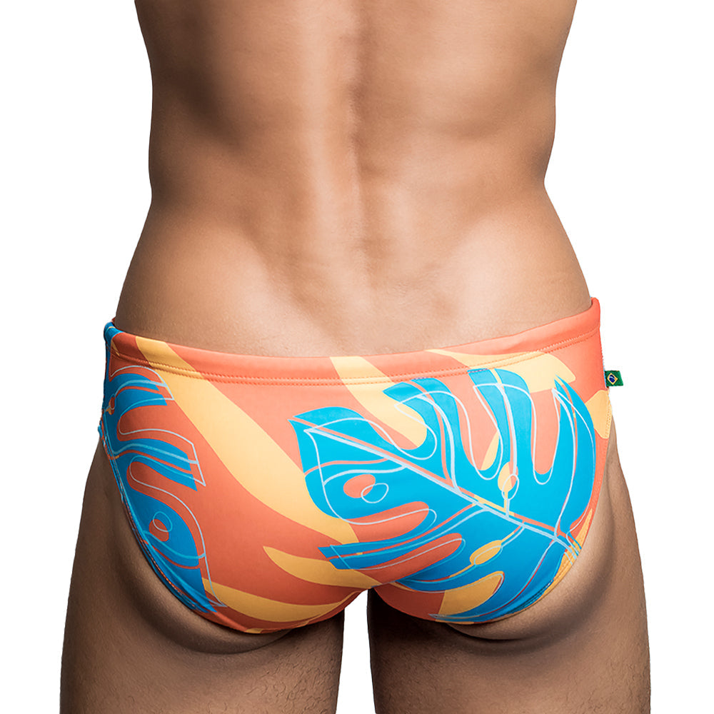Orange Jungle Sunga  - Men's Designer Swimwear