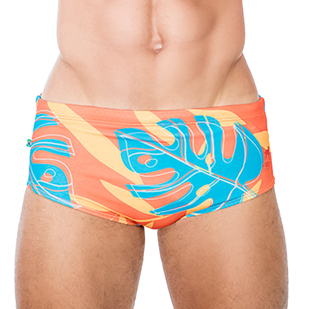 Orange Jungle Sunga  - Men's Designer Swimwear