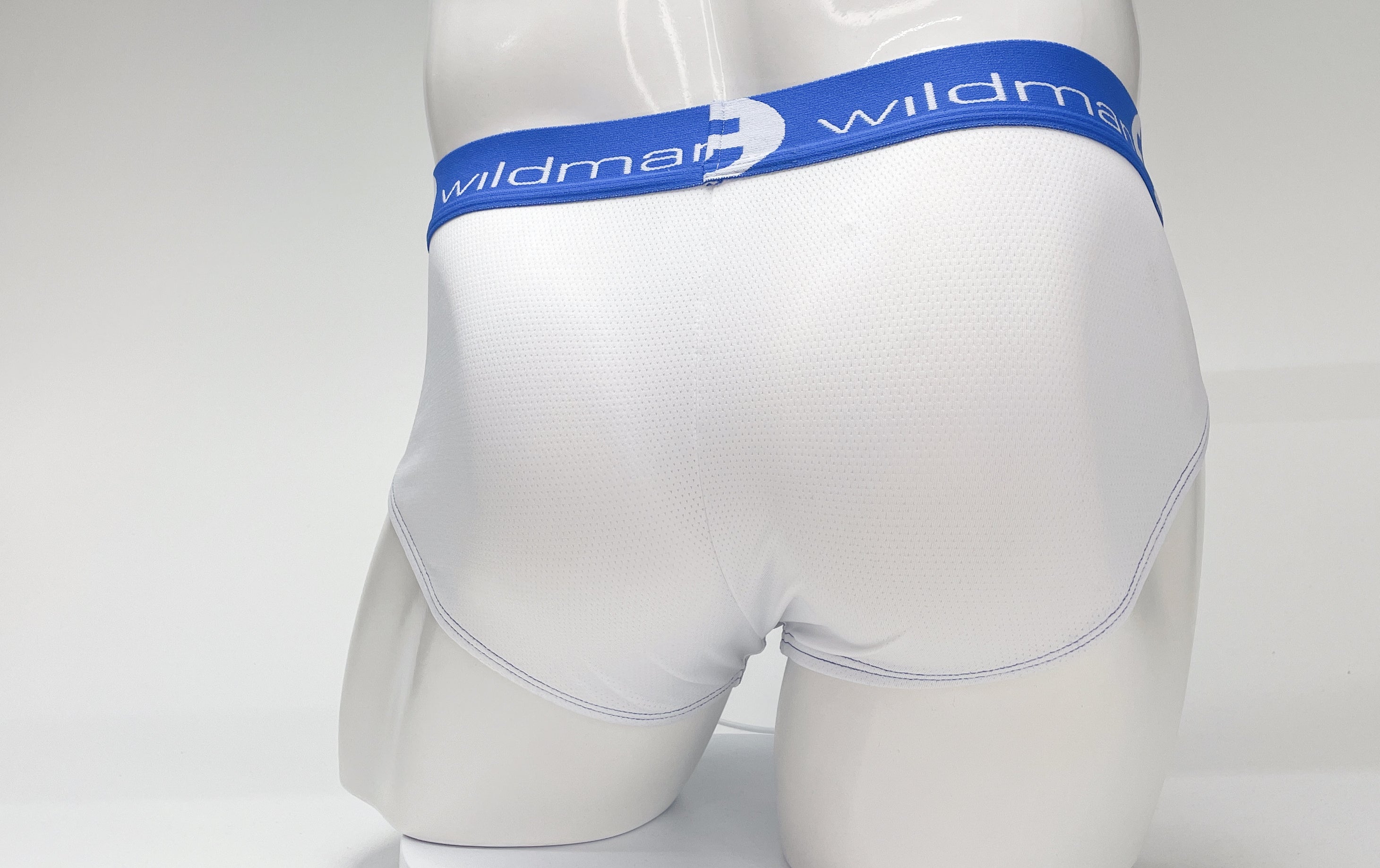 WildmanT Mesh Big Boy Pouch Brief with Stripe White and Blue - DealByEthan.gay