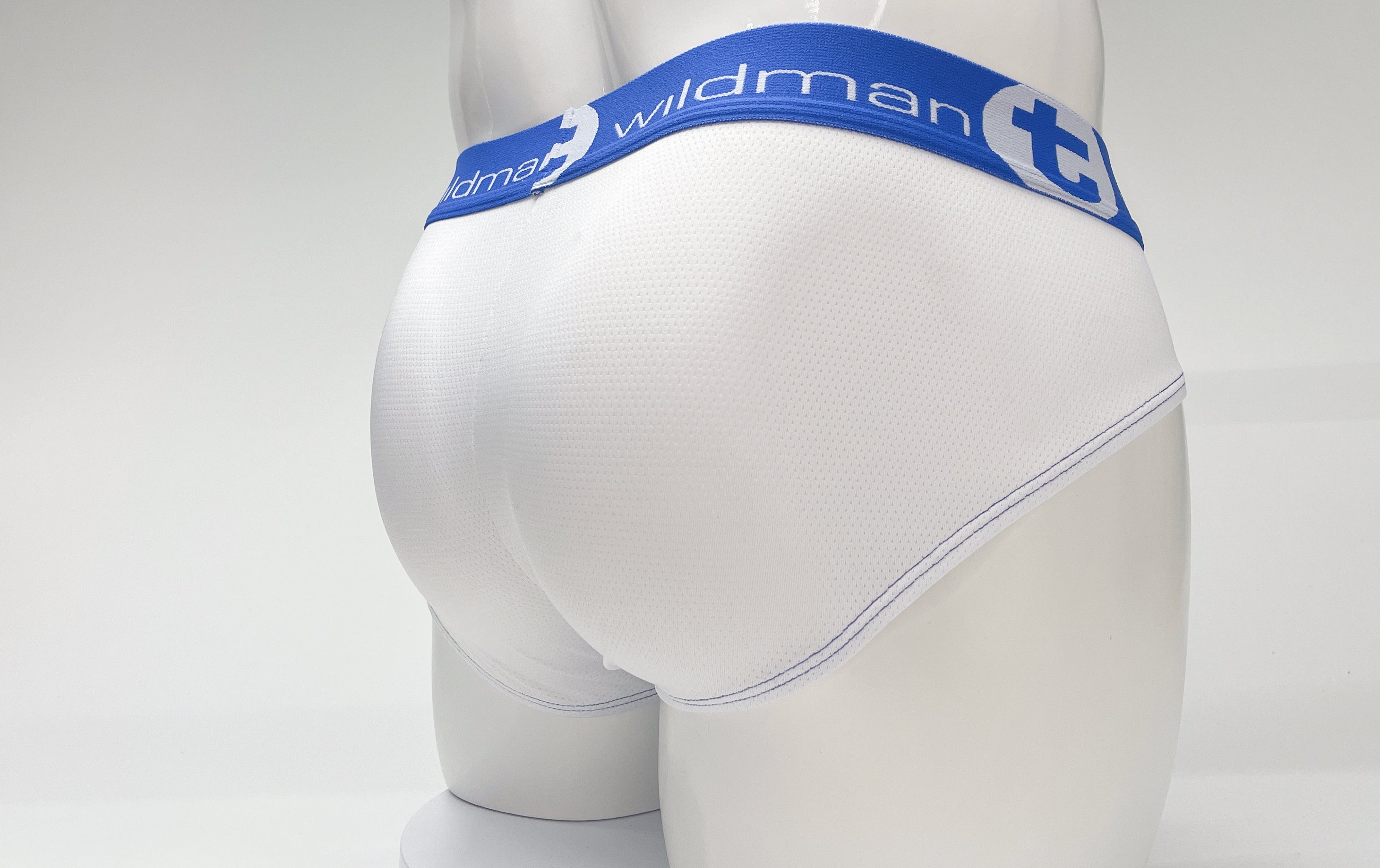 WildmanT Mesh Big Boy Pouch Brief with Stripe White and Blue - DealByEthan.gay