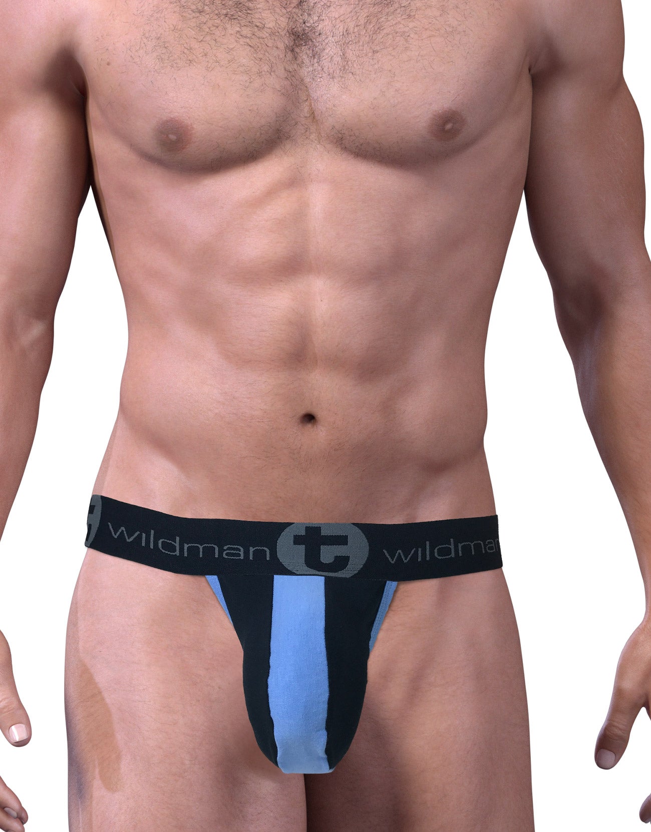 Stretch Cotton Strapless Jock Big Boy Pouch Black/Blue - DealByEthan.gay