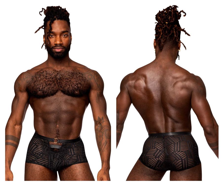 Male Power 125-284 Rude Awakening Cheeky Cutout Short Color Black - DealByEthan.gay loves Male Power