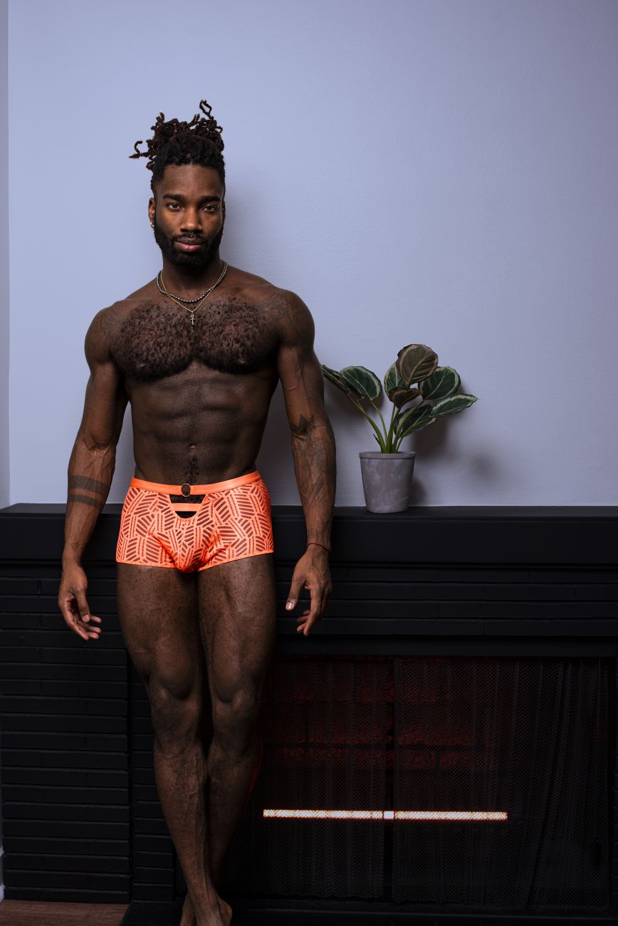 Male Power 125-284 Rude Awakening Cheeky Cutout Short Color Neon Orange - DealByEthan.gay loves Male Power