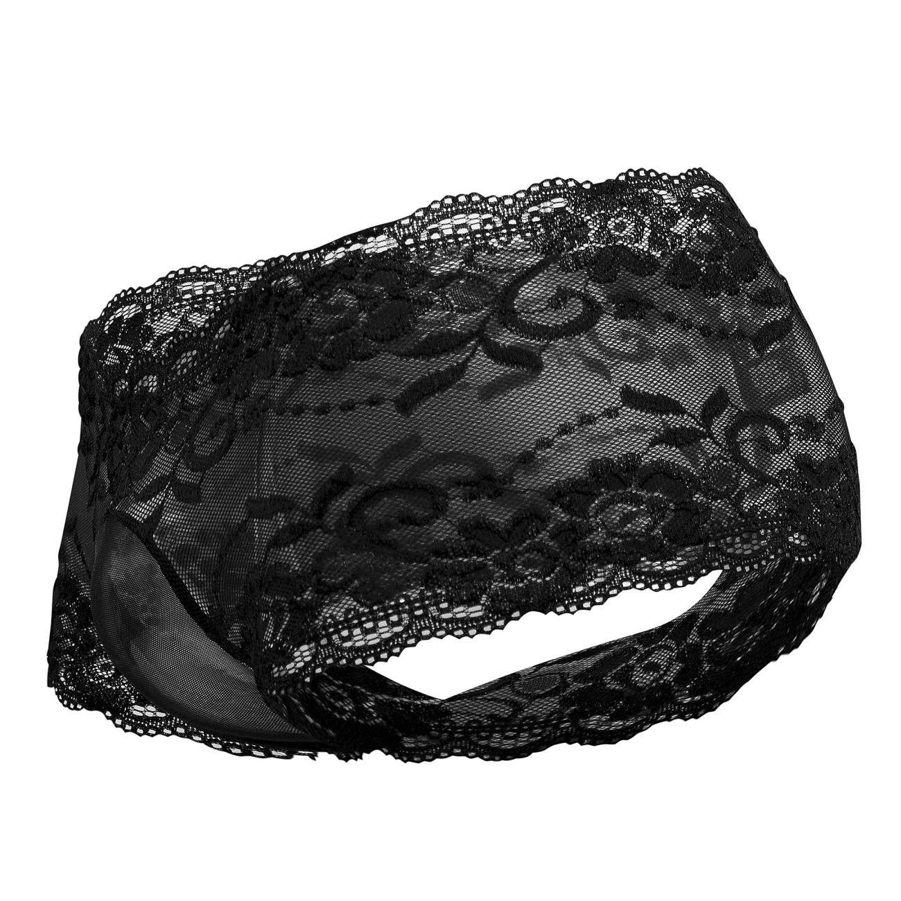 Male Power 127-280 Sassy Lace Mini Short Sheer Pouch Color Black - DealByEthan.gay loves Male Power