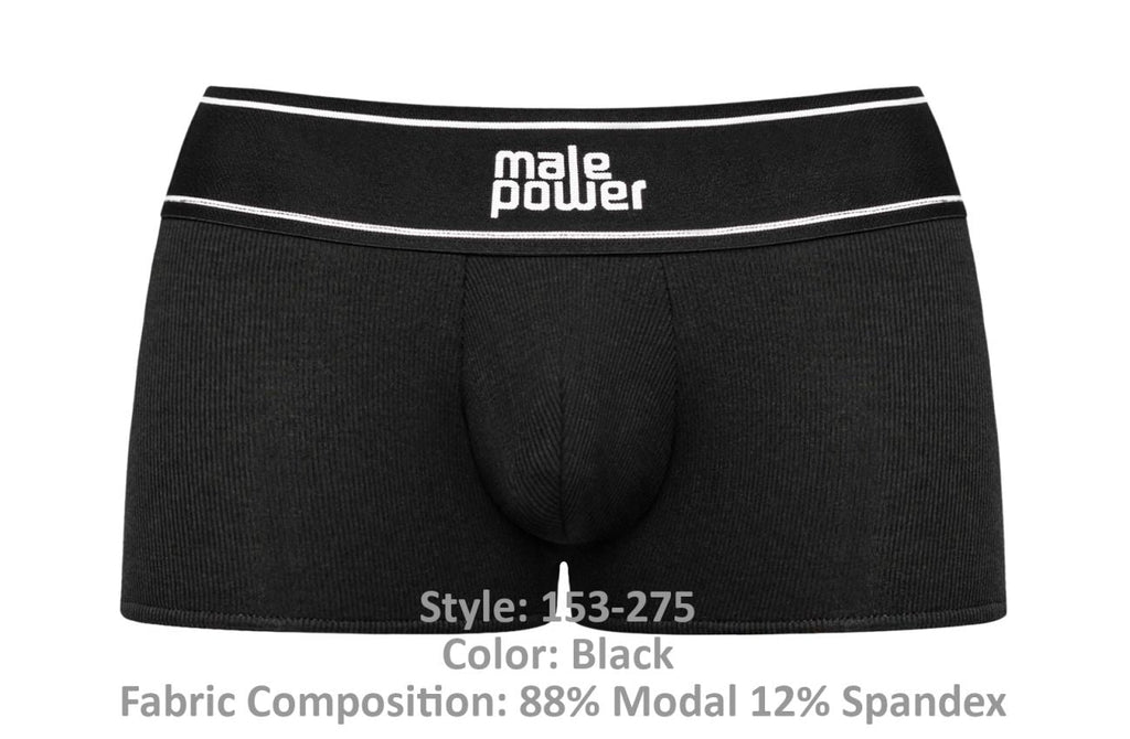 Male Power 153-275 Modal Rib Pouch Short Color Black - DealByEthan.gay loves Male Power