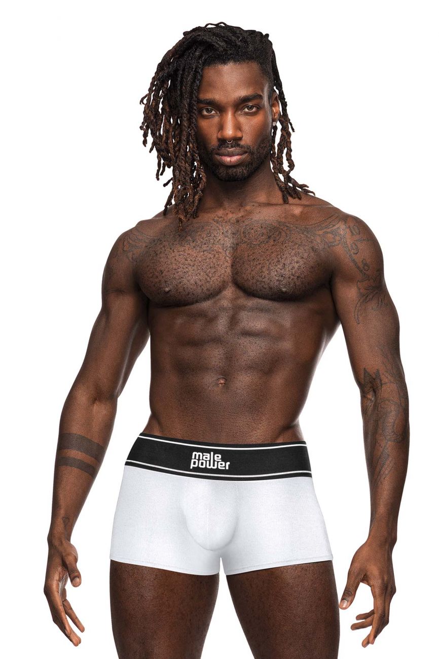 Male Power 153-275 Modal Rib Pouch Short Color White - DealByEthan.gay loves Male Power